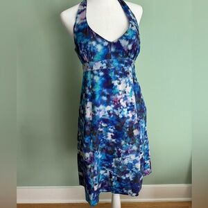 Athleta Protea Pack Everywhere Watercolor Blue Dress Halter Size 4